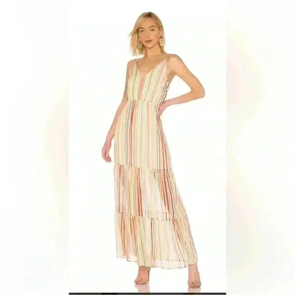 Jack By BB Dakota Tiered Striped Maxi Dress in Grapefruit.  NWT, Size M - Picture 5 of 5